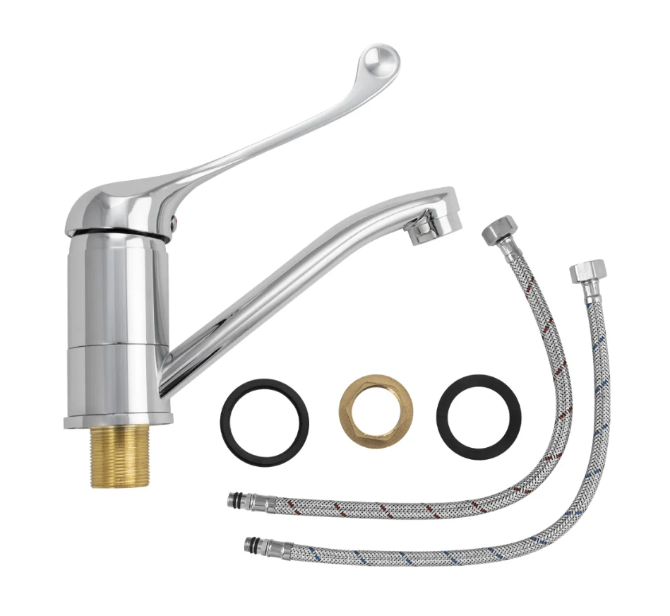 1022-15 BRIMIX Смеситель кухня/ раковина с медицинской ручкой шаровый гусак15 см