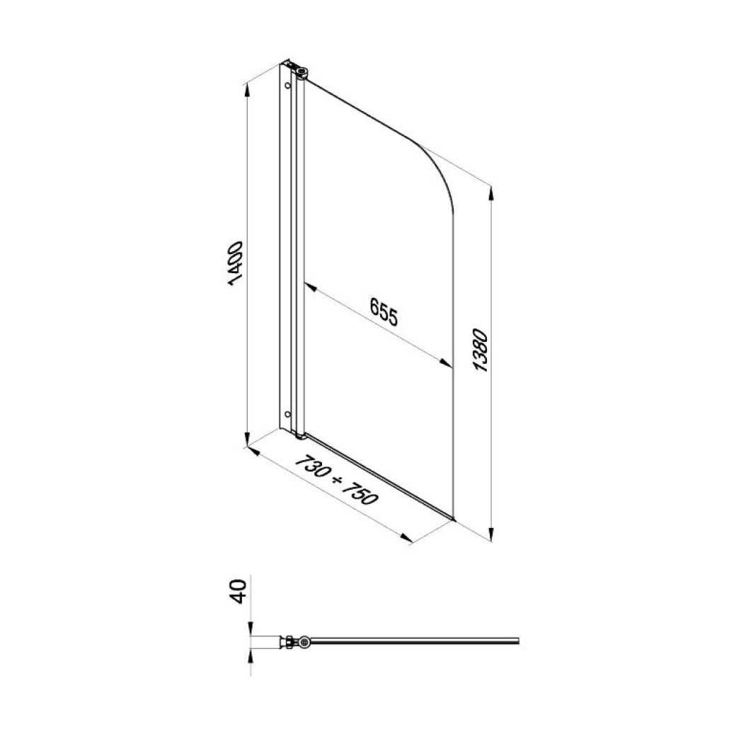 Штора на ванну Соло 75*140, хром., прозр., расп.