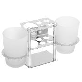 A103 Держатель с 2-мя стаканами ACCOONA для зуб.пасты и щеток стекло/металл(20)