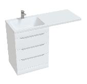 SOHO 60 Quadro тумба напол под стир.машину + раковина Fly 120 чаша слева + кронштейн правый, MIRSANT
