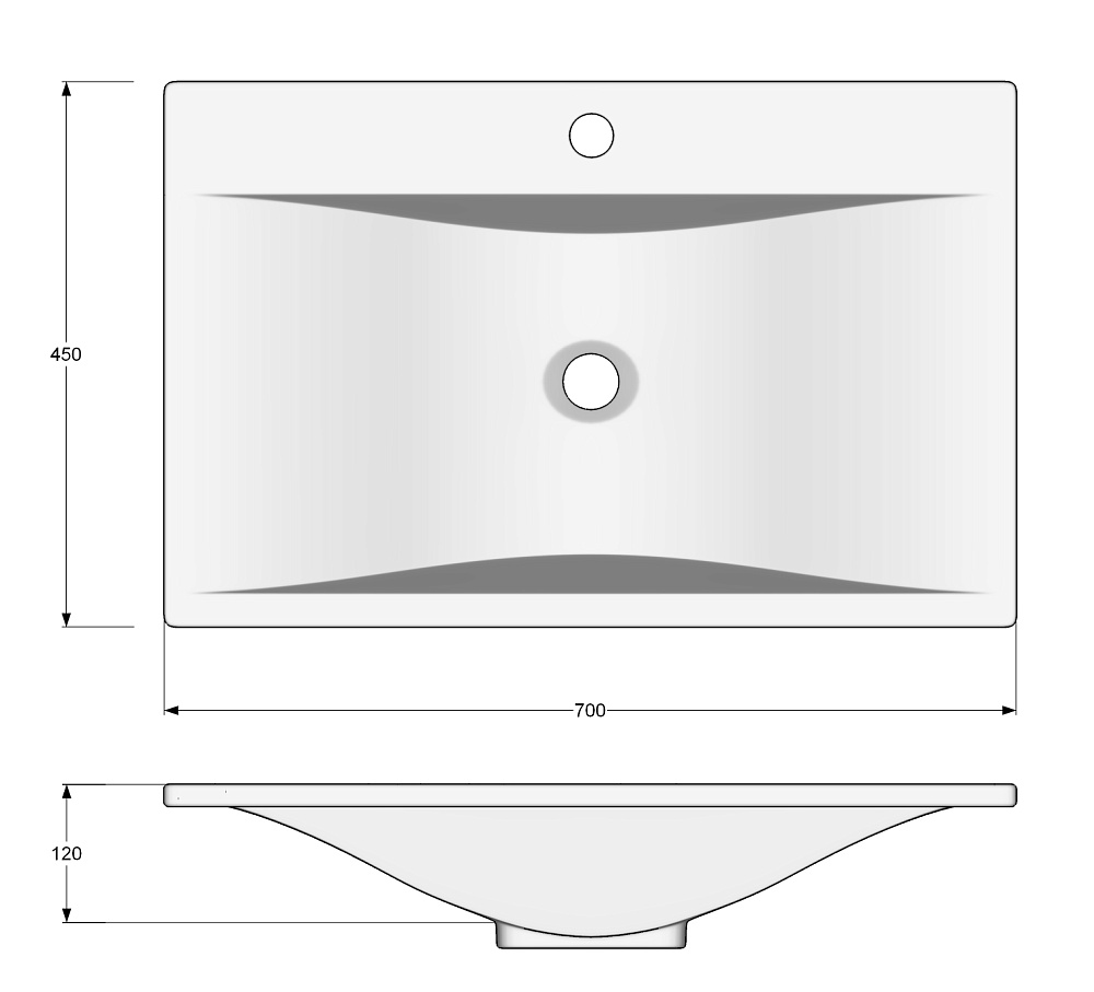 Дэрри 100 тумба подвесная бетон/цемент + умывальник Pulsus 70, STELLA POLAR