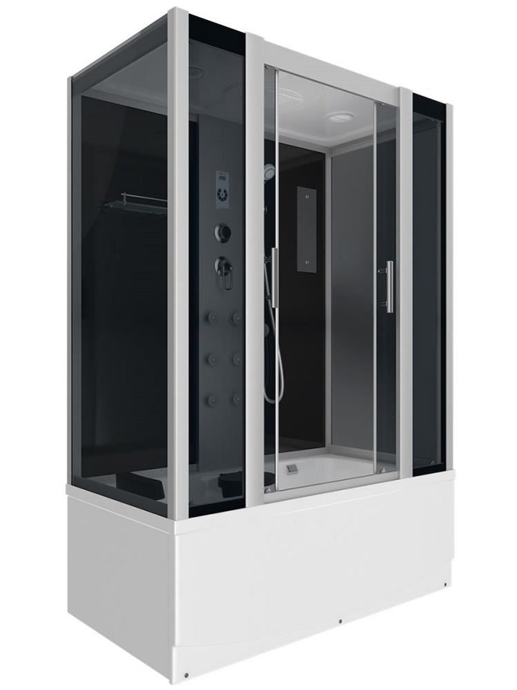 ERLIT Душ.бокс ER4517TP-C4 170*80*215 (прямоугольник, задняя стенка черная, стекло тонированное 4мм)