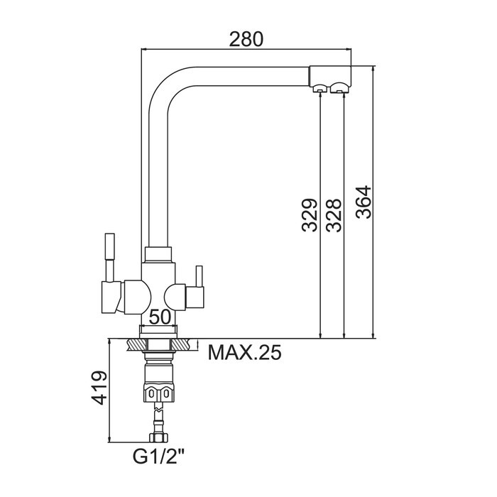 A5179-4E Смеситель для кухни ACCOONA с выходом д/пит.воды латунь Цвет: светло-бежевый (10)