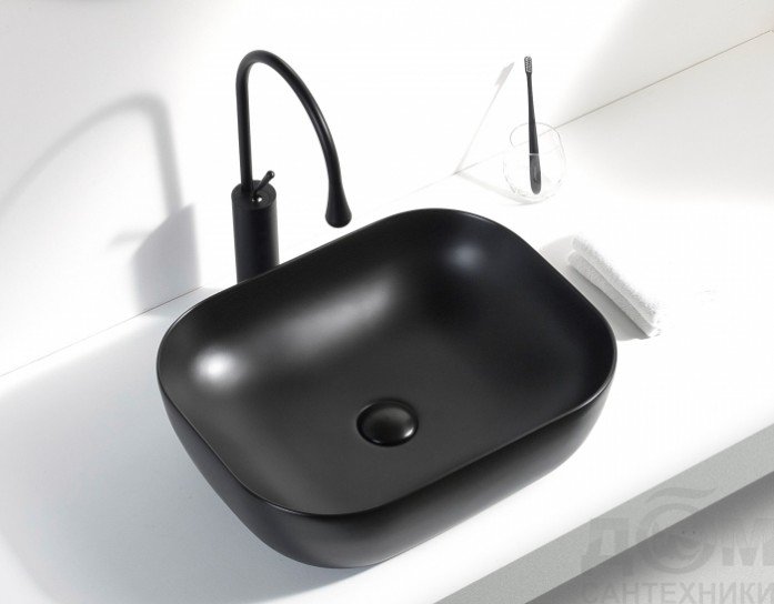 Раковина накладная VBS-105MB 500*410*130 черная матовая, VINCEA