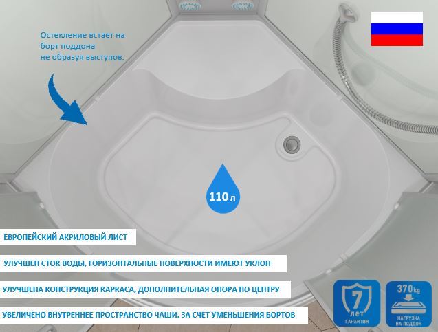 ERLIT Душевая кабина ER3510TP-C3 RUS 100*100*215 (без г/м, выс.поддон, мат.стекло)