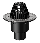 VB 310.1 Y Воронка кровельная вертик. листвоуловителем для неэкспл. кровель, с прижимным фланцем