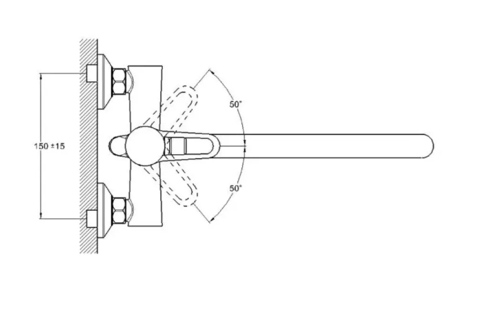 Смеситель для ванны G-lauf NUD7-A045 (универсальный;D35; длин.излив; дивертор в корпусе)