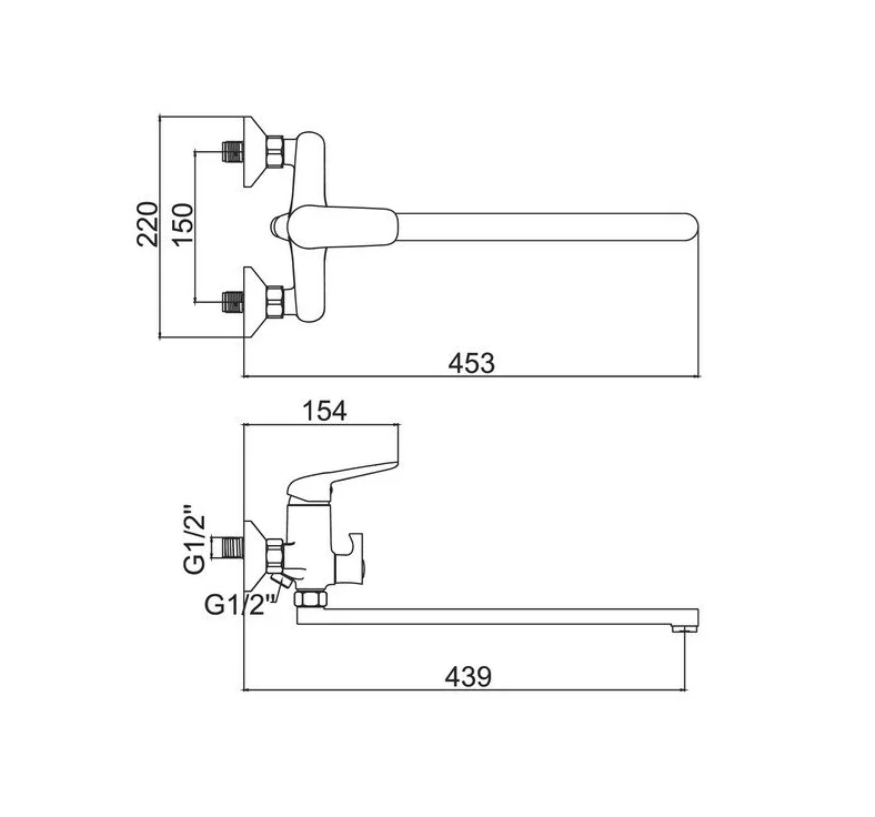 A7116 Смеситель для ванны ACCOONA с длинным изливом 400мм дивертор в корпусе латунь/хром (10)