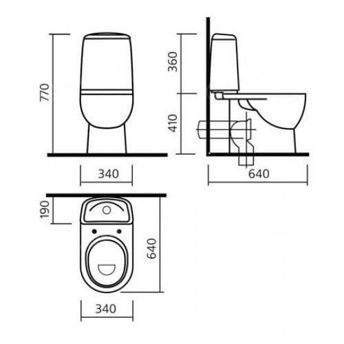 Унитаз-компакт Best Luxe SL DM (гориз.выпуск, 2-реж.арм., ниж. подв., сид.дюро м/л), SANITA LUXE