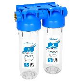 Магистральный фильтр 3/4 двухступенчатый прозр.корпус АКВАБРАЙТ АБФ-2 3/4 (с кроншт и ключом) (3)