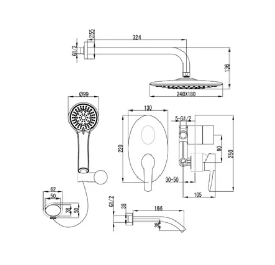 Смес. д/ванны и душа встраиваемый LEMARK ATLANTISS (LM3222C)