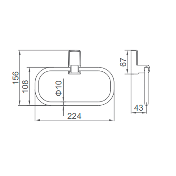 A12508AT Полотенцедержатель овальный ACCOONA латунь Цвет: графит (36)