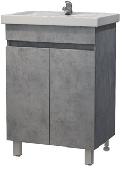 Даллас 70 тумба напольная бетон светлый 2 дверцы + раковина Фостер 70, ЯМЕБЕЛЬ