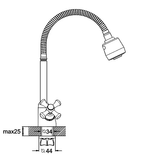 Смеситель для кухни (мойки) G-lauf QTZ4-E827 (керам. (1/2)180° на лат. гайке)
