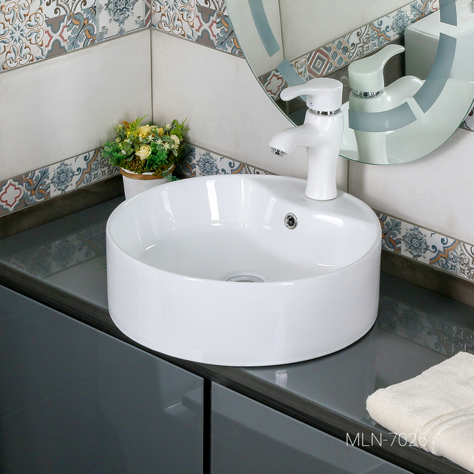 Раковина накладная MLN-7026 белая, MELANA
