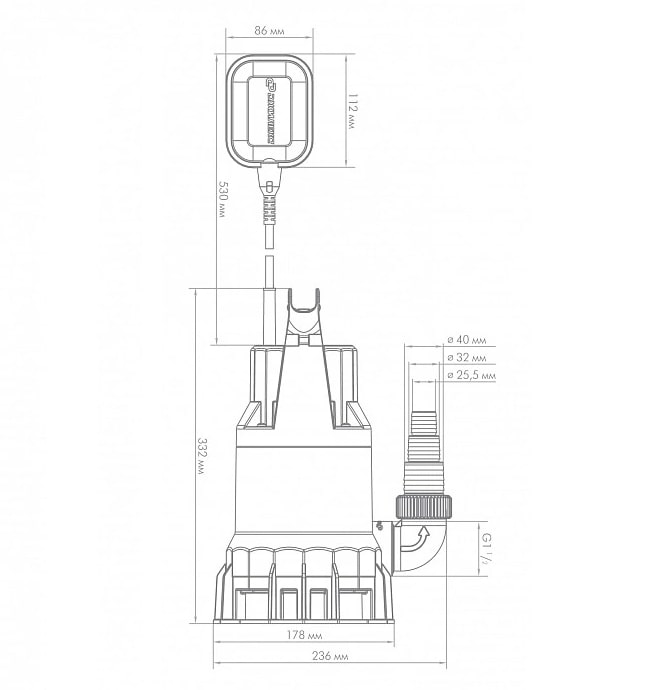 Насос ДЖИЛЕКС ФЕКАЛЬНЫЙ 230/8  5401 произв-ть 13.8 м³/ч, макс. напор 8 м,мощность 590Вт
