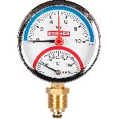 Термоманометр радиальный с клапаном Корпус Dn 80 мм 1/2,0...120°C, 0-10 бар ROMMER (RIM-0006-801015)