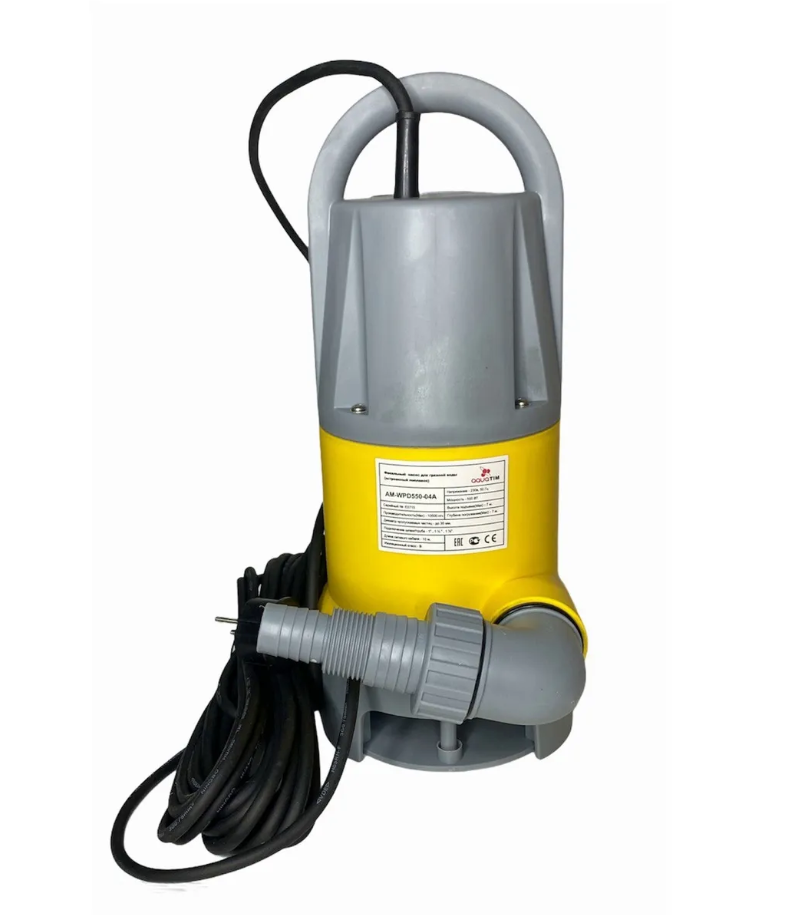 Насос фекальный AquaТIМ AM-WPD400-04A встроенный поплавок (400 Вт//5м напор/122 л/м /кабель10м)