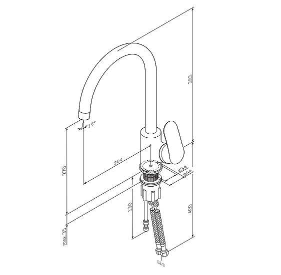 Смеситель для кухни с каналом для питьевой воды, черный F8007722 LIKE AM.PM