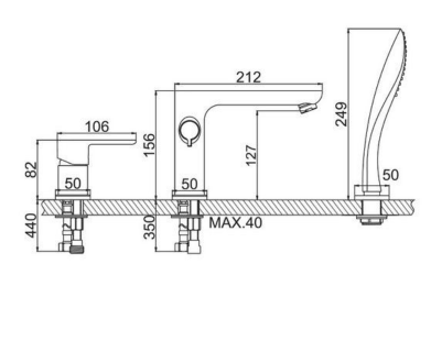 A6519G Смеситель на борт ванны ACCOONA латунь цвет: белый