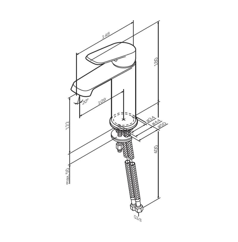Смеситель для умывальника излив 87мм ХРОМ F8F02100, Func AM.PM