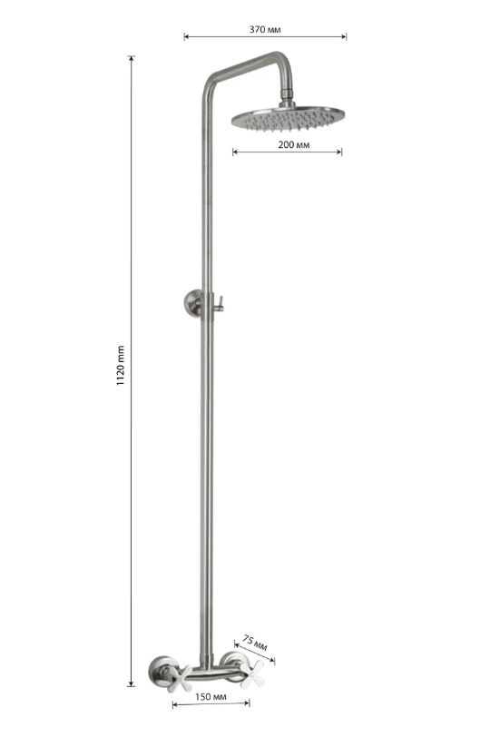 9333 BRIMIX Смеситель в душевую кабинку c жестким душем, металлокерамика, из нержавеющей стали