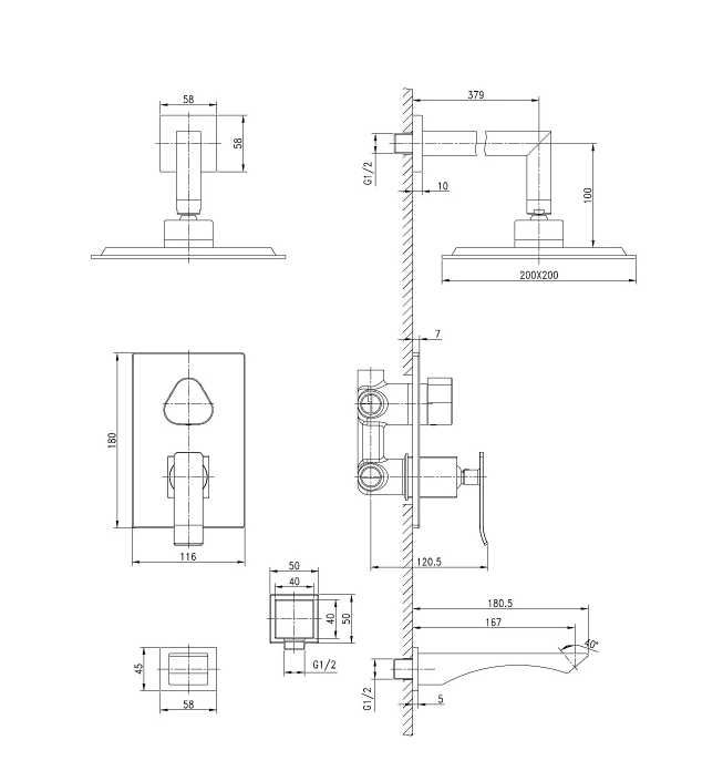Смес. д/ванны и душа встраиваемый LEMARK CONTEST (LM5822CW)