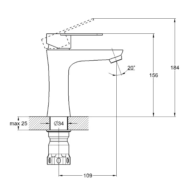 Смеситель для раковины (умывальника) G-lauf JAT1-A094 литой, нерж D35