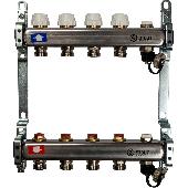 Коллектор из нерж. стали с клапаном вып. воздуха и слив 4 вых. STOUT SMS-0932-000004