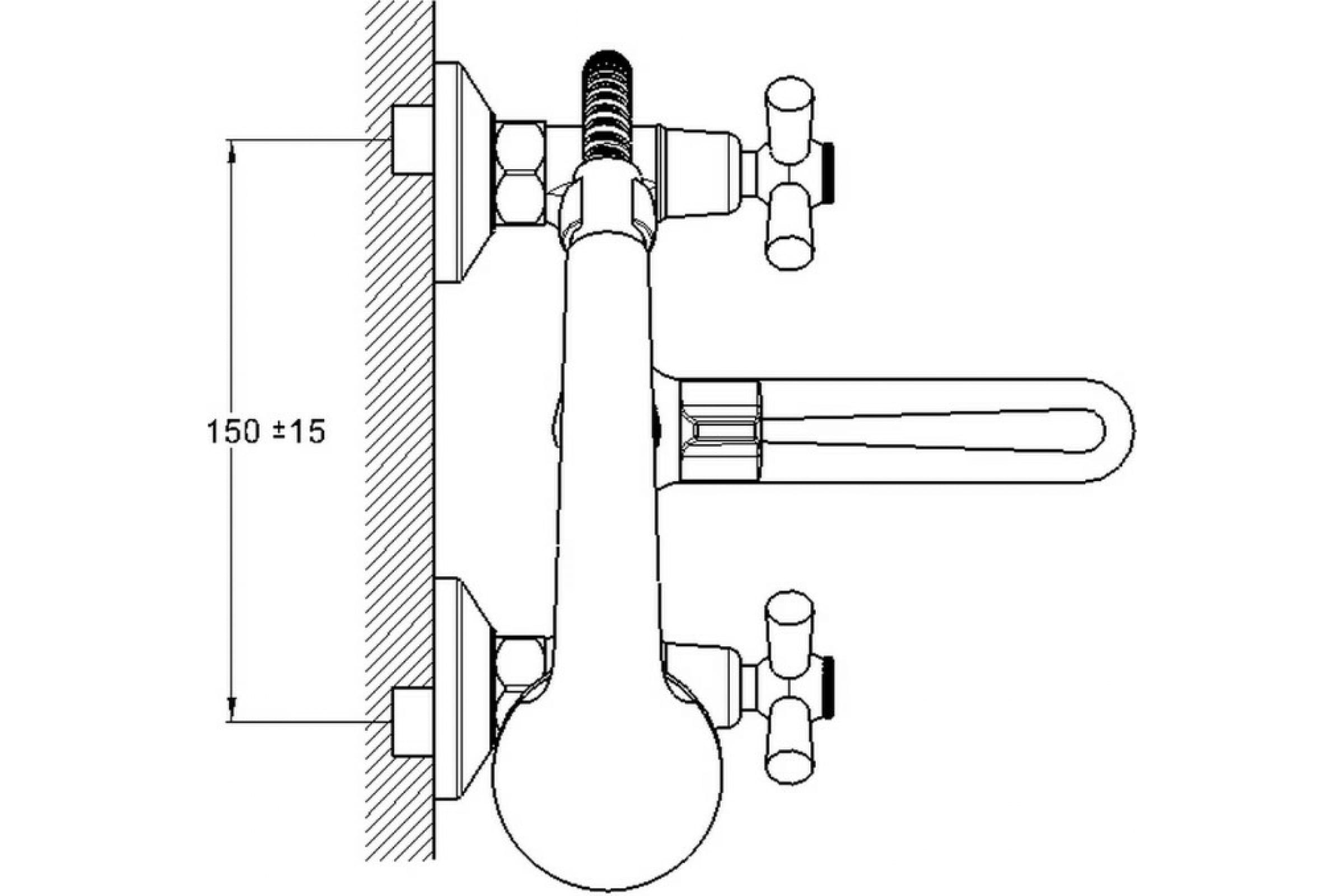 Смеситель для ванны с душем G-lauf QMT3-A722 (1/2; керам.кор.излив переключение на корпусе)