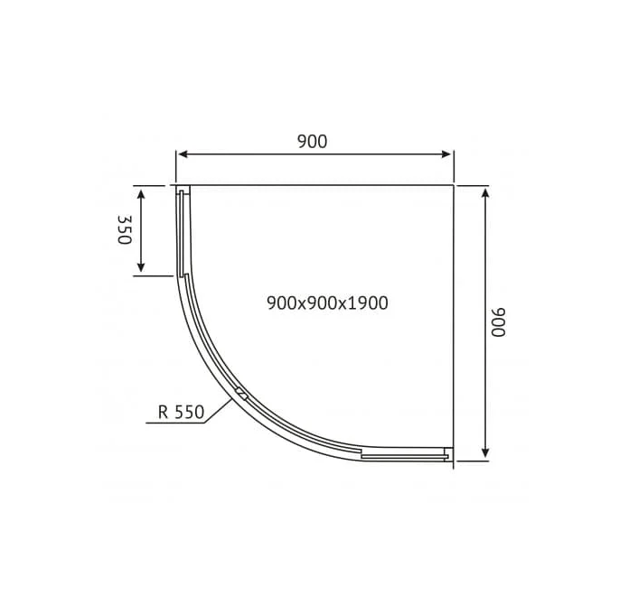 Душевой уголок SOLO R 900х900х1900 прозр стекло. профиль хром 061108, BERGES