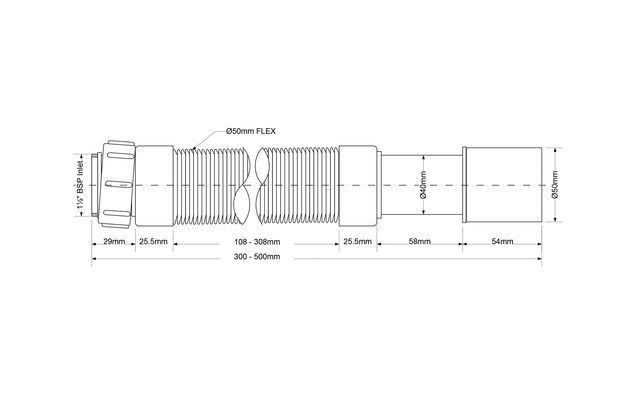 Гофра 0,5м 11/2-40-50 McALPINE (MRMF2-05)