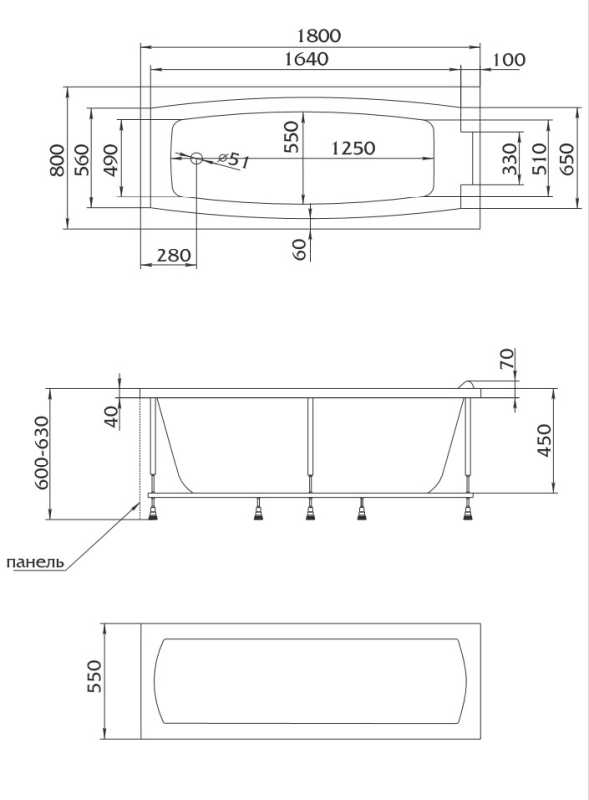 Ванна акрил 1MARKA AELITA 180*80+каркас без панели и сифона