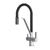 Смеситель для кухни с каналом для пить.воды и гиб. ЧЕРНЫМ изливом 195мм, хром F8F07802 FUNC, AM.PM