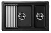 Мойка кухонная подстольная KS-7304U ШВАРЦ Kitchen Space (ролл-мат,дозатор, мет. сифон), GRANULA
