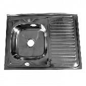 FABIA Мойка накладная 80х60 лев (0,6 мм)глубина 160 мм+ большой сифон с переливом 62275L