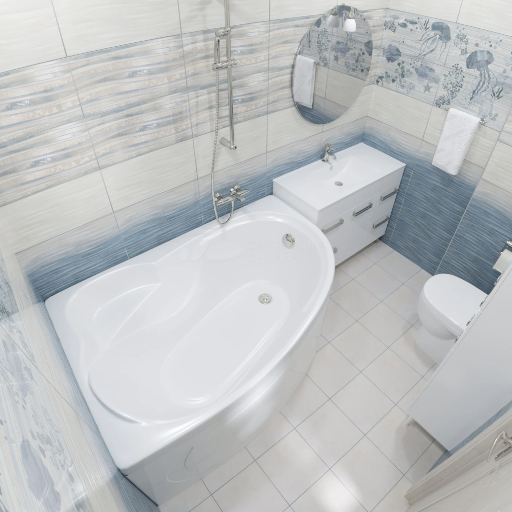 ТРИТОН Ванна Николь правая Экстра 1600х1000х480 на каркасе без панели и сифона