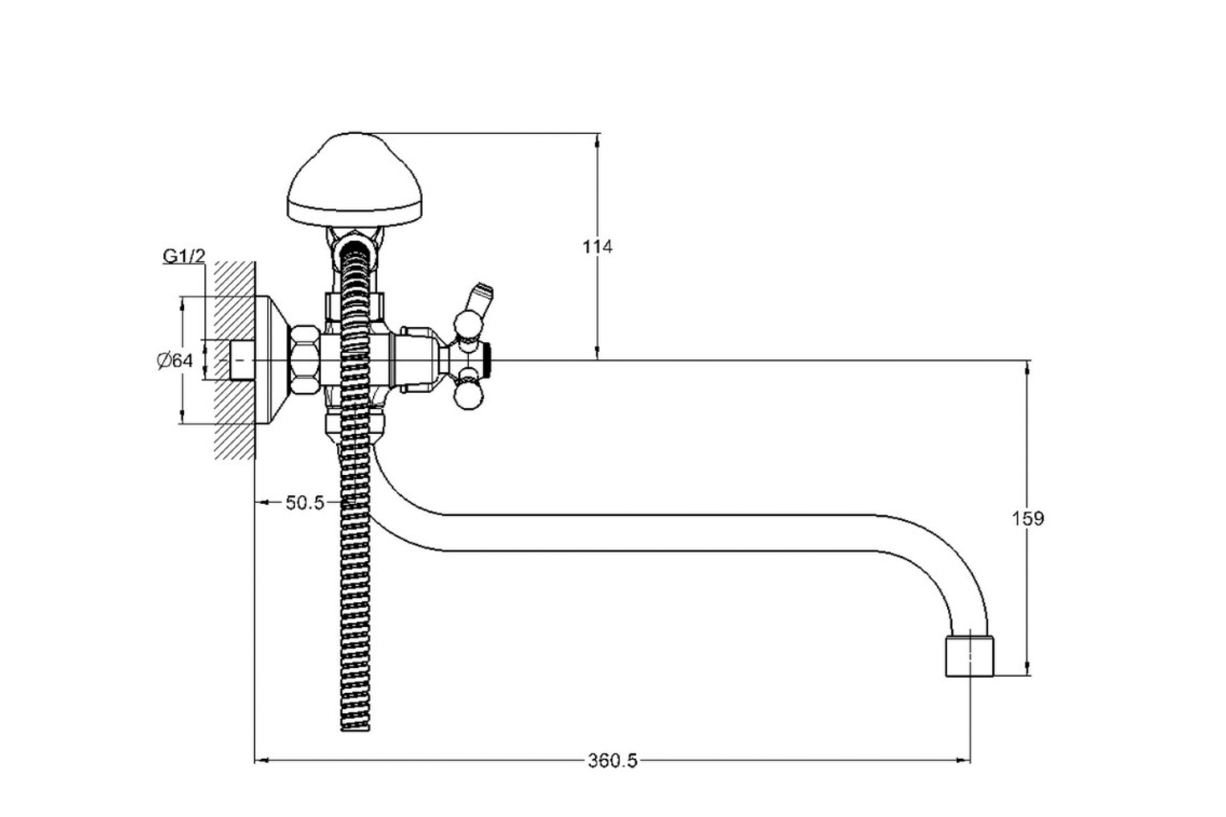 Смеситель для ванны с душем G-lauf QFR7-A722 (1/2; керам. длин.излив)