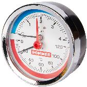 Термоманометр аксиальный с клапаном Корпус Dn 80 мм 1/2, 0...120°C, 0-4 бар ROMMER (RIM-0005-800415)