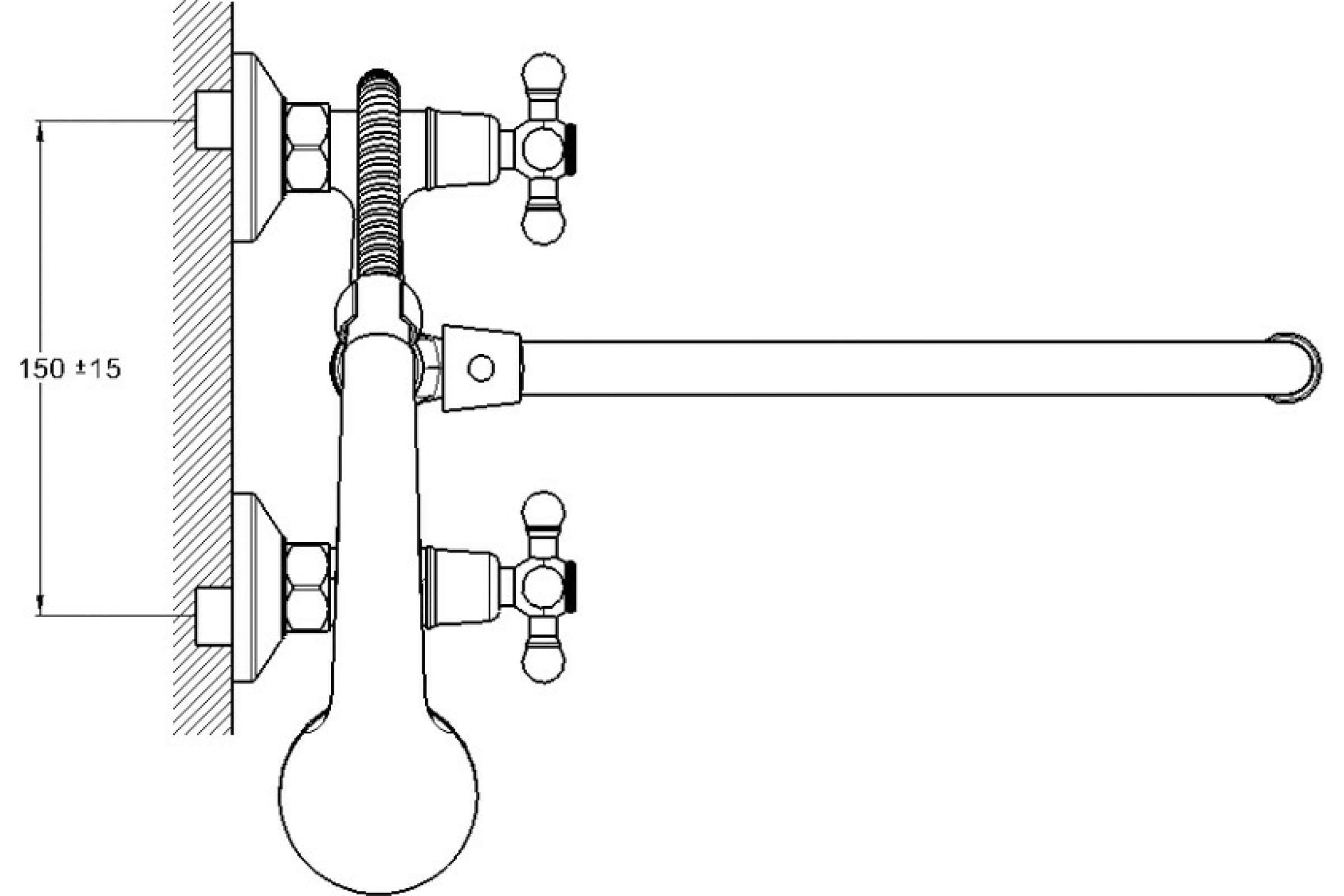 Смеситель для ванны с душем G-Lauf JMX7-A605 (1/2 керам. длин.излив дивертор в корпусе)