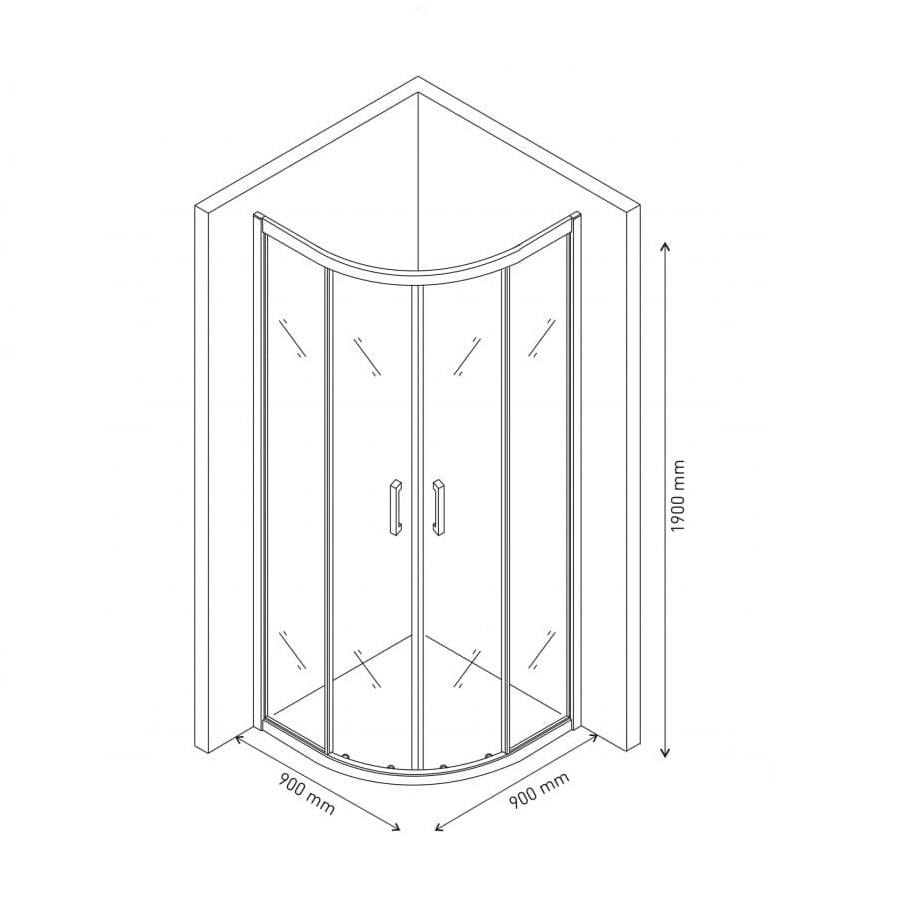 Душевой уголок SOLO R 900х900х1900 прозр стекло. профиль хром 061108, BERGES