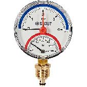 Термоманометр радиальный с клапаном Корпус Dn 80 мм 1/2,0...120°C, 0- 4 бар STOUT (SIM-1006-800415)