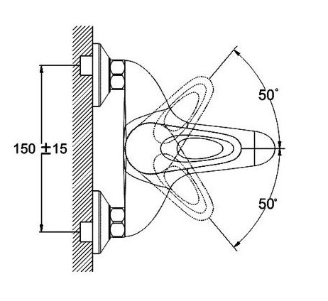 Смеситель для ванны с душем G-lauf KLO3-A048 (1/2; кор.излив, переключение на изливе)