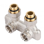 Узел угл.перекрёстный НВ радиат.со встр.запор.вентилями, с ниппелями 1/2*3/4Е TIM RBX601.03 (12/48)