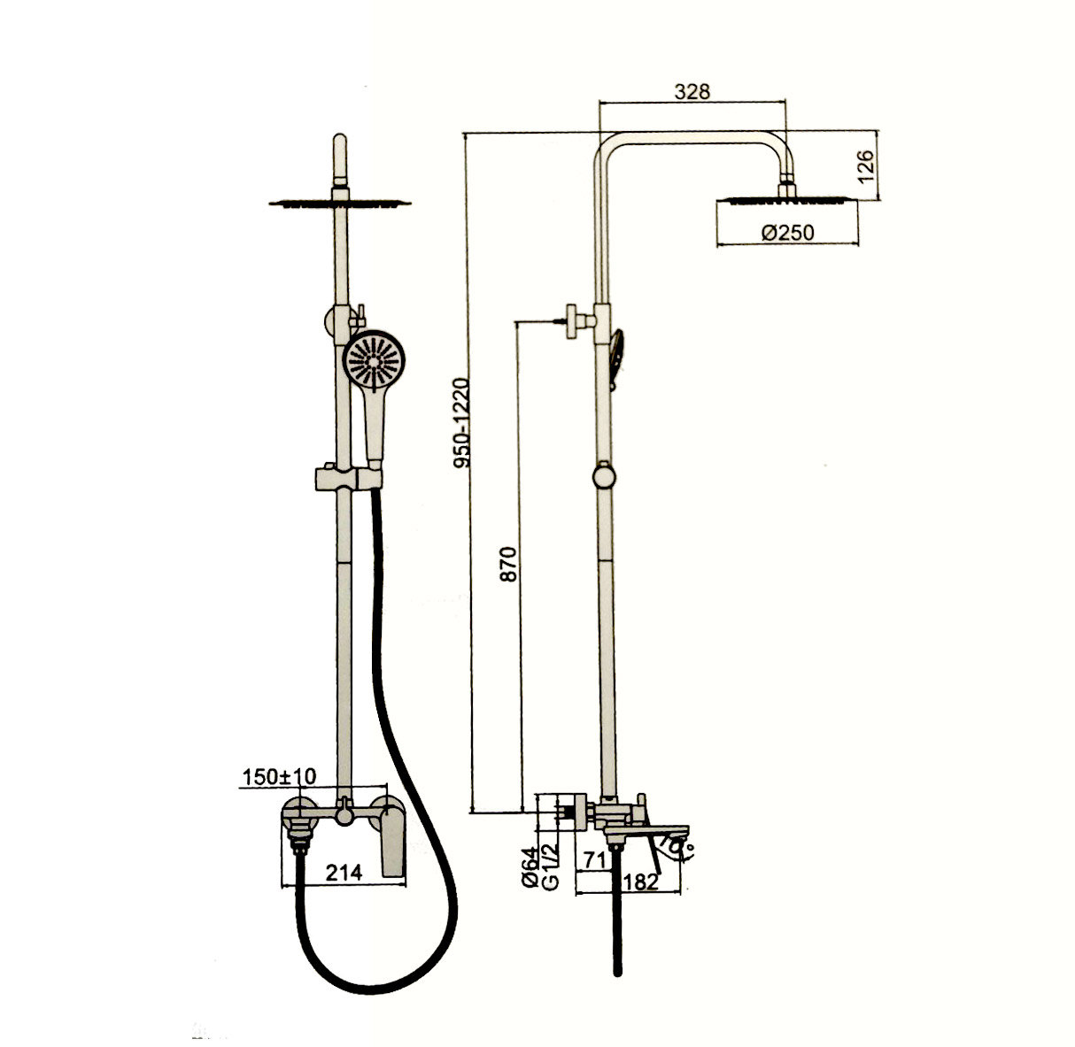 A83125AT Душевая система ACCOONA со смесителем и тропическим душем  Цвет: графит