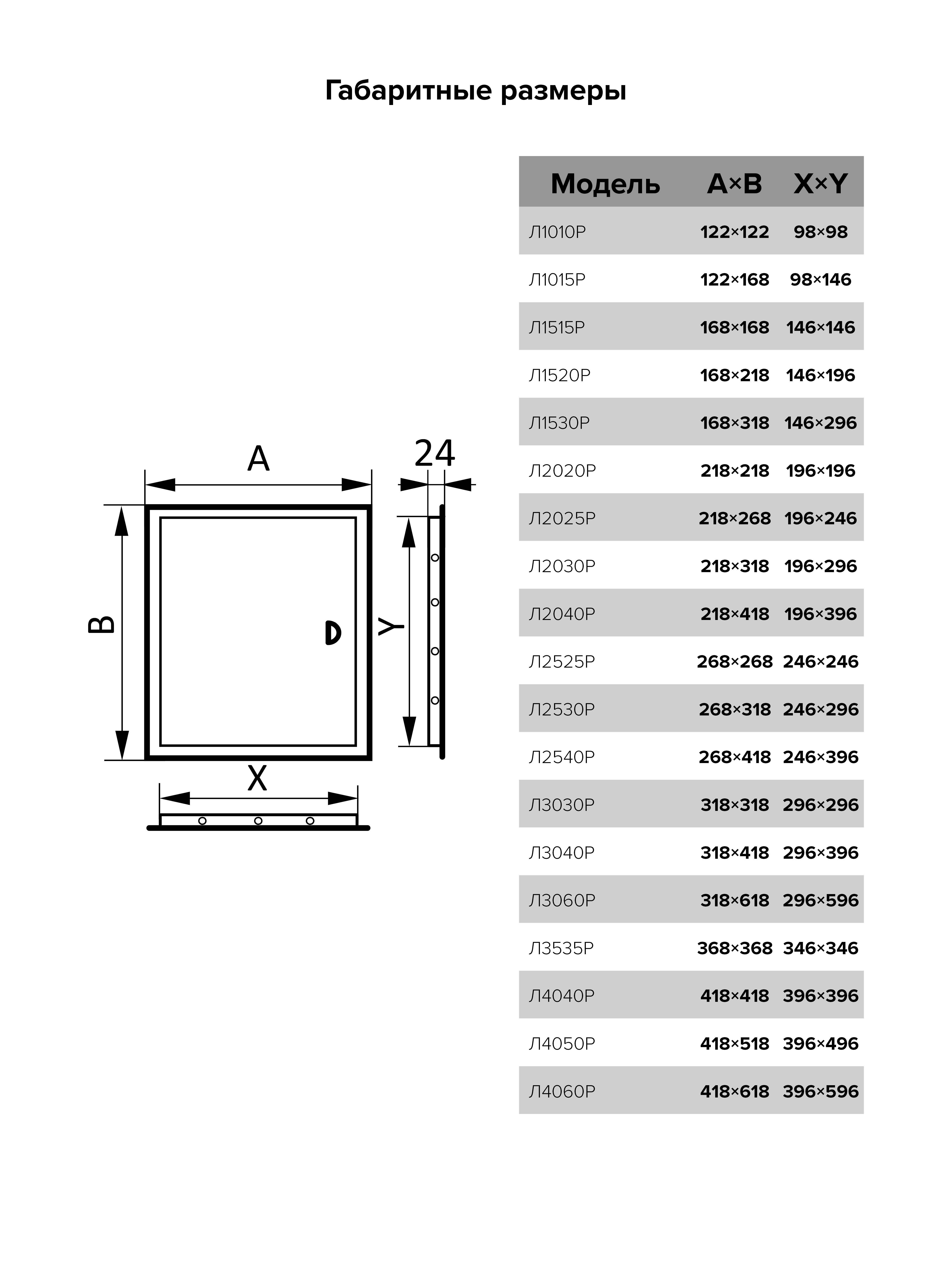 Люк-дверца ревизионная 418х418 с фланцем 396х396 с ручкой АБС Л4040Р