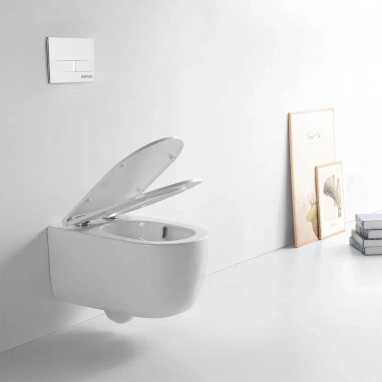 Унитаз подвесной Tornas Rimless(гориз вып,сид дюро Tornas Slim SO, м/лифт,быстросъем) 082137, BERGES