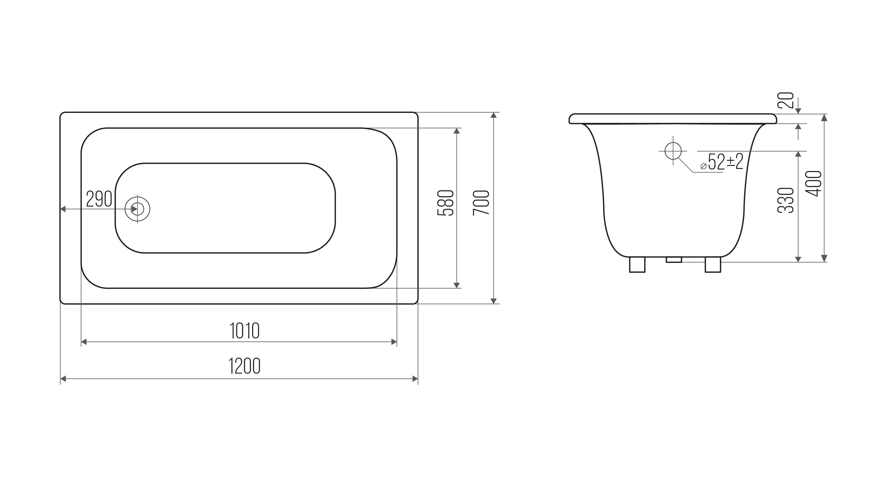 Ванна чугунная Classic 120х70+ножки, Goldman
