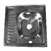 FABIA Мойка накладная 60х60 прав (0,6 мм)глубина 160 мм+ большой сифон с переливом 62273R