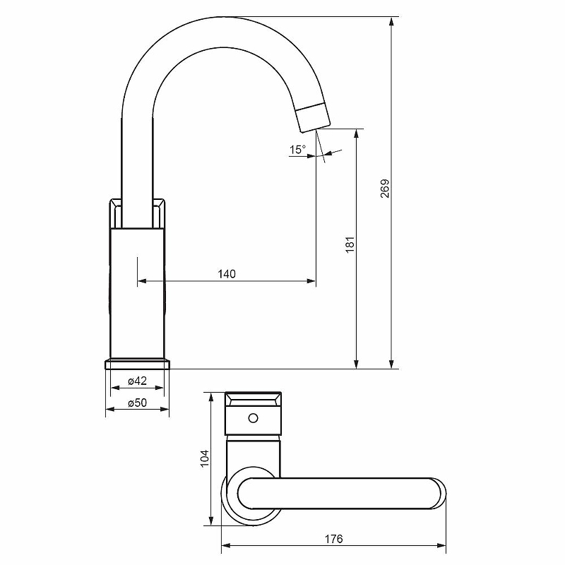 Смеситель для умывальника c поворотным изливом 140мм, хром 470220000 Apollo DAMIXA